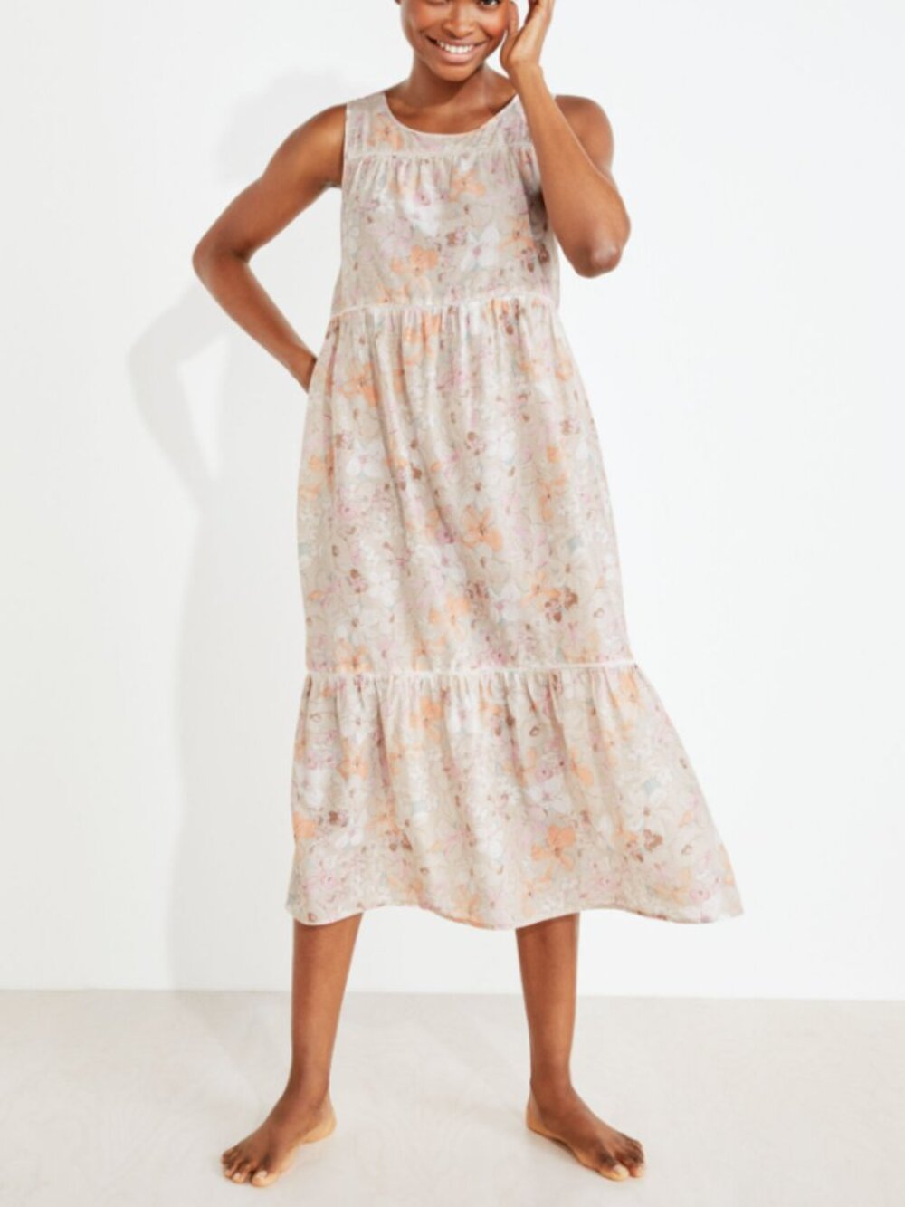 Haven Well Within Cotton Silk Watercolor Floral Sleep Dress Sz XL Cottagecore